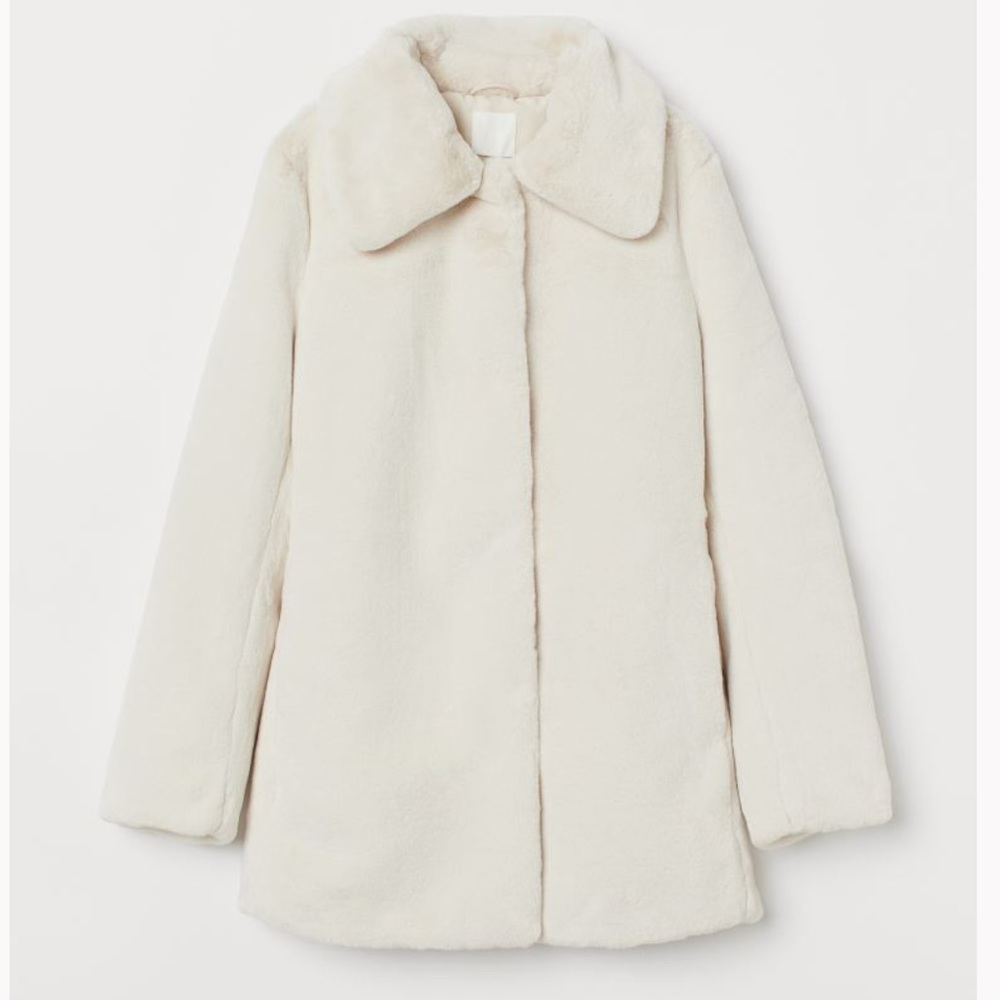 NWT H&M Size 12 Faux Fur Cream Jacket